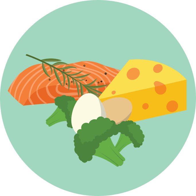 salmon eggs cheese and broccoli image